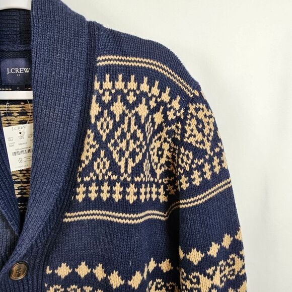 NWT J.Crew Wool Blend Fair Isle Cardigan Sweater - Size L - Picture 4 of 8